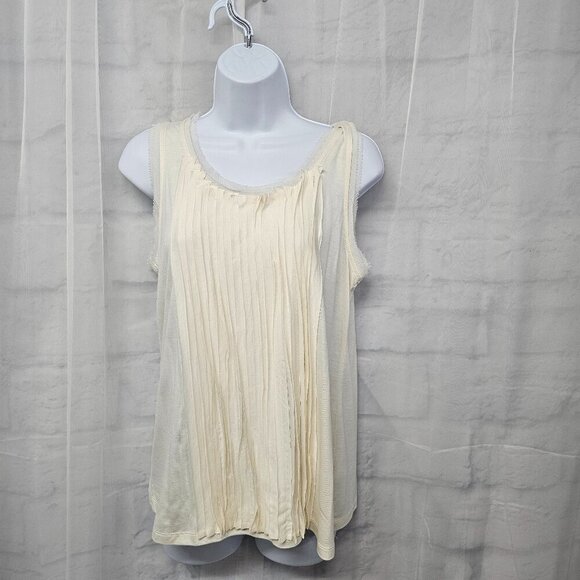Chico's Cream Coquette Fairy Tank Pleated Ethereal Romantic 1 (M) - Picture 10 of 10